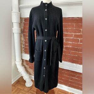 Ralph Lauren Black Ribbed Cardigan Sweater